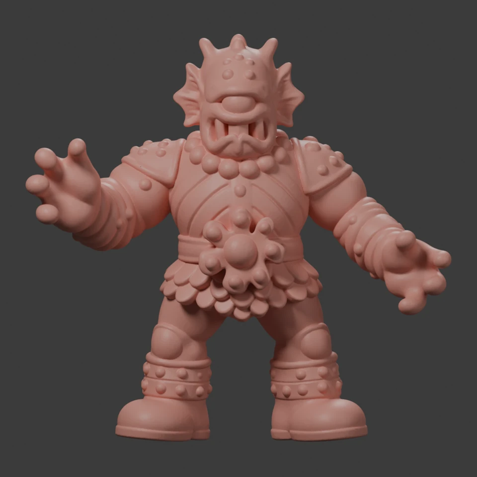 Full front view of the original cyclops model, with smooth surfaces.